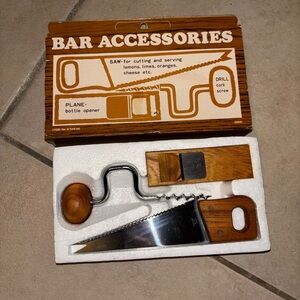 Wooden Bar Accessories Vintage Tool Box With Bar Tools mini Saw planer